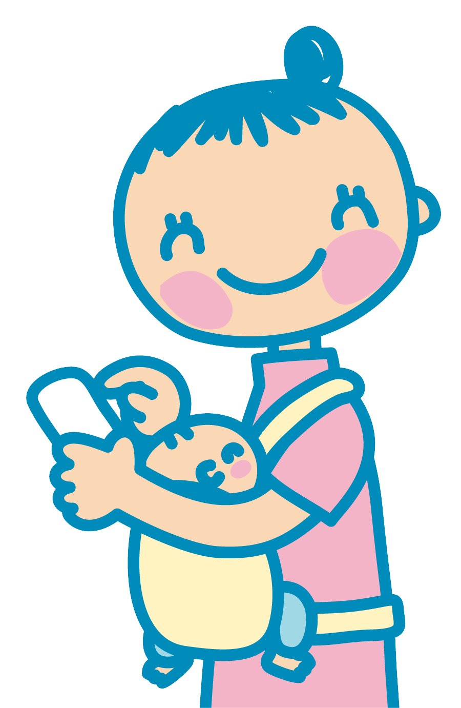 赤ちゃんを抱いて微笑むお母さんのイラスト